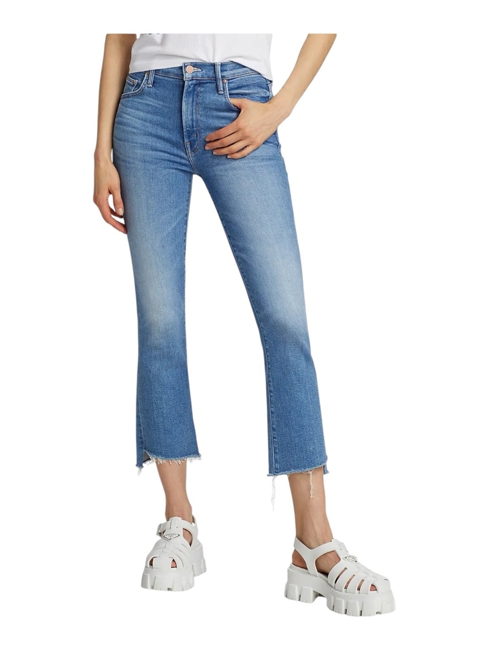 MOTHER The Insider Crop Step Fray Jeans in Out The Blue Size 29